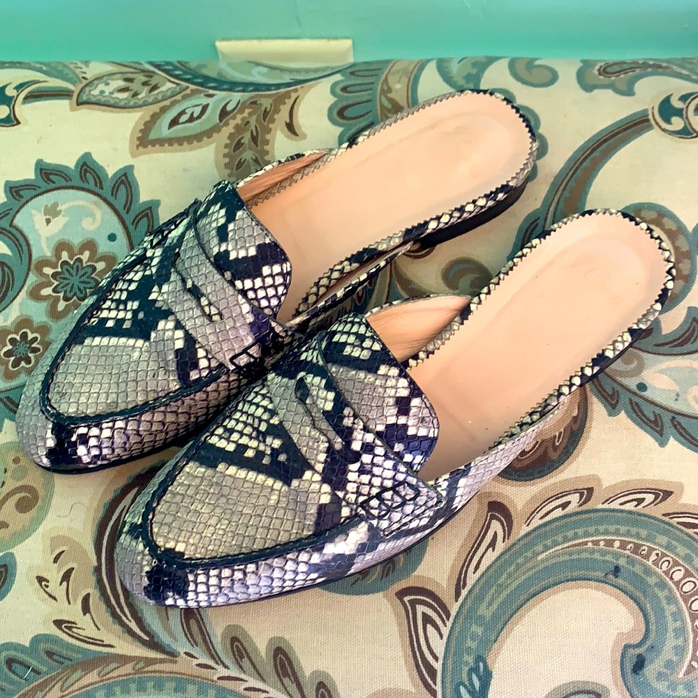 J.Crew Snakeskin Leather Mules